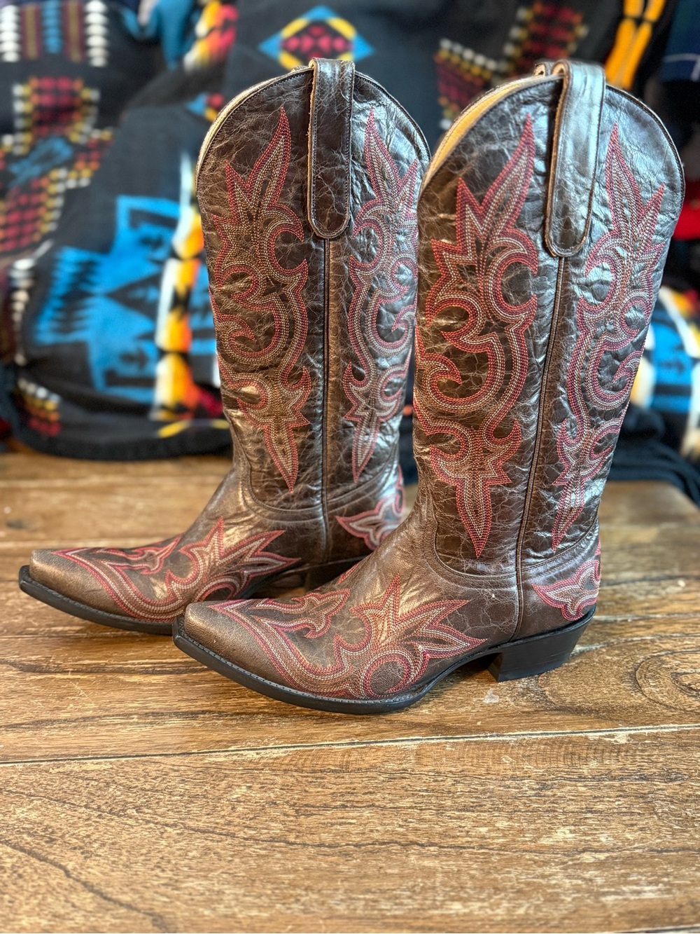 Old Gringo Leather Western Heeled Boots with Red Stitching